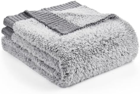 Amélie Home Faux Fur Throw Blanket, Heather Grey, 50"x60"