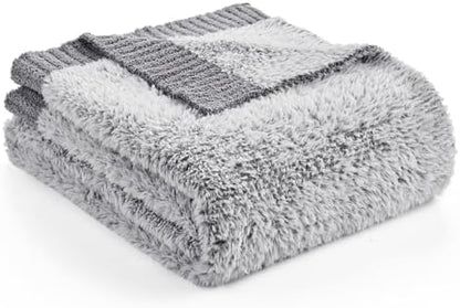 Amélie Home Faux Fur Throw Blanket, Heather Grey, 50"x60"