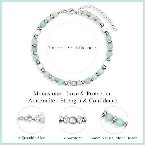 Gifts for Women Moonstone Bracelet, Amazonite Imperial Jasper
