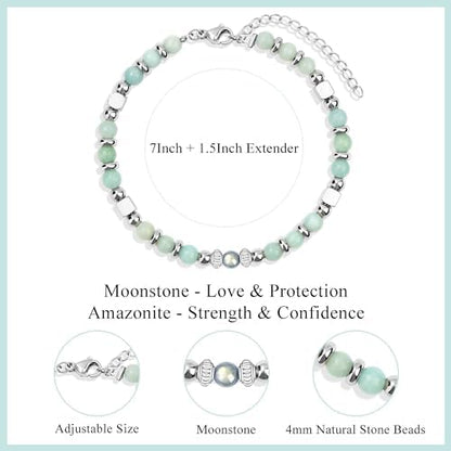 Gifts for Women Moonstone Bracelet, Amazonite Imperial Jasper