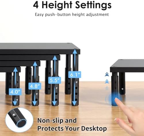 OPNICE Adjustable Monitor Stand Riser for Desk, Wood Computer & Laptop