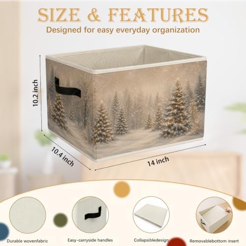 Christmas Winter Forest Foldable Storage Bins with Handles