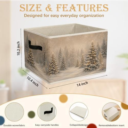 Christmas Winter Forest Foldable Storage Bins with Handles