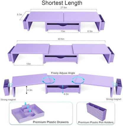 gianotter Dual Monitor Stand Riser With Drawer and 2 Pen Holders