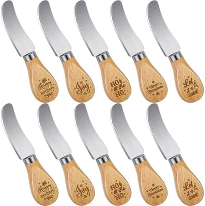 Teenyyou 10 Pcs Christmas Cheese Spreader Knives, 5.1" Stainless Steel