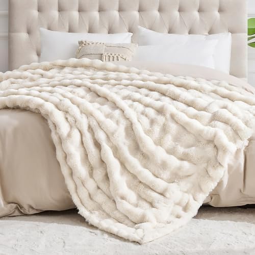NORD ECO Luxury 1000GSM Faux Rabbit Fur Throw Blanket, Super Heavy