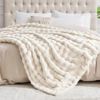 NORD ECO Luxury 1000GSM Faux Rabbit Fur Throw Blanket, Super Heavy