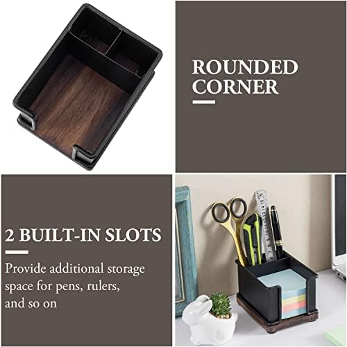 MyGift Black Metal Desk Organizer, 2 Pen Holders & Sticky Note Tray