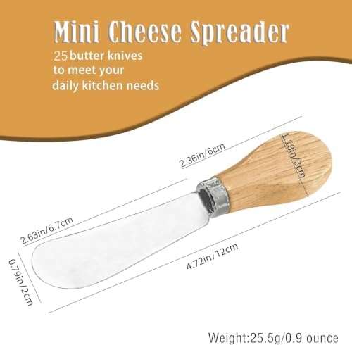 25 Piece Small Cheese Spreader Knives Set, Mini Stainless Steel Butter