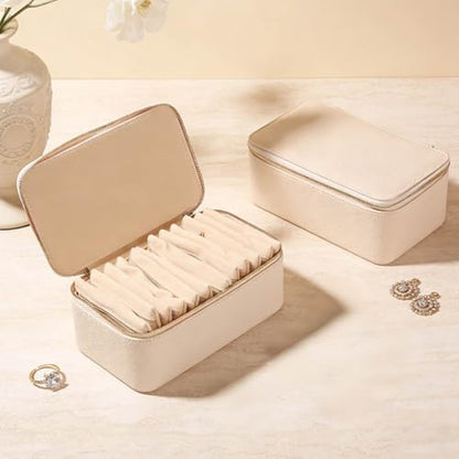 shunmei Travel Jewelry Box with 12 Velvet Jewelry Zipper Pockets