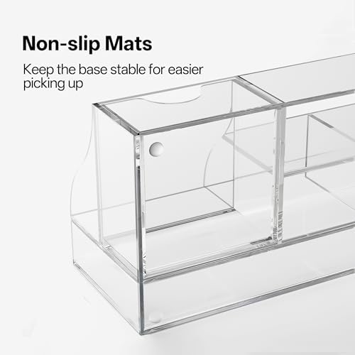 HBlife Acrylic Desk Organizer with Drawer, Pen & Pencil Holder