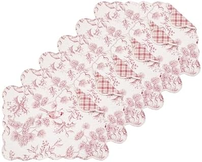 Cardinal & Winter Branches Vintage 100% Cotton Set of 6 Placemats 13"