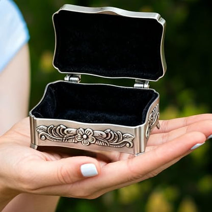 Personalized Rectangle Wedding Ring Box with Name & Date, Small