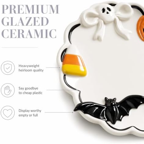 Mud Pie Halloween Chip And Dip Serving Platter, Ghost Dip Bowl Candy