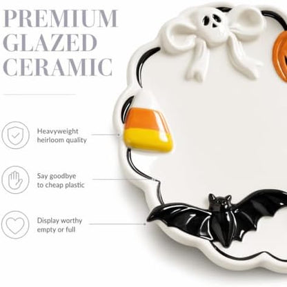 Mud Pie Halloween Chip And Dip Serving Platter, Ghost Dip Bowl Candy