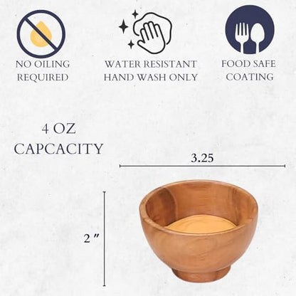 Set of 6 Acacia wood small bowls, 4 fl oz 3.2 * 2 inches | Hand carved