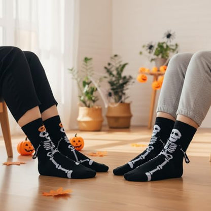2 Pairs Halloween Holding Hands Socks Ghost Spooky Couple Socks for