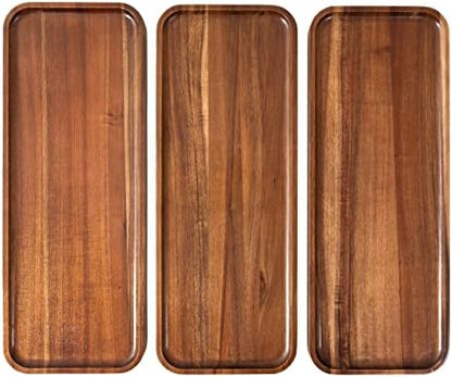 Large Solid Acacia Wood Serving Trays (17 x 6.5 inches) Rectangular