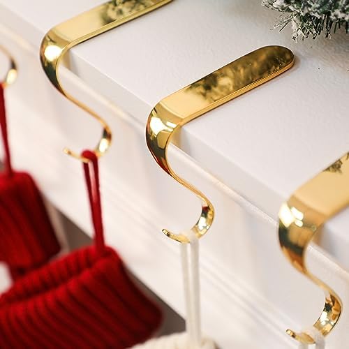DOYOLLA Christmas Stocking Holders Xmas Fireplace Hanger Hooks Holiday