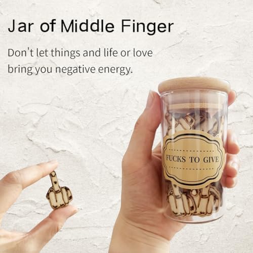 Jxueych Funny Middle Finger Gifts for Men - Jar of Laughs Wooden