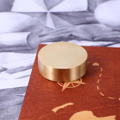 Modern Calligraphy Brass Paperweight Round Heavy Paperweight Press for
