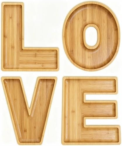Set of 4 Fillable Charcuterie Trays, Larger Bamboo Love Charcuterie