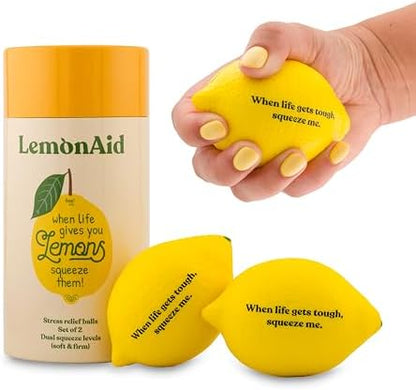 LemonAid – Set of 2 Stress Balls – Soft & Firm Squeeze Levels | Fun