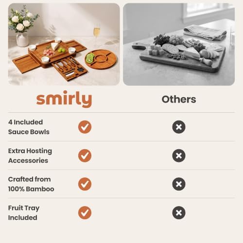SMIRLY Charcuterie Boards Set, Large Cheese Board Set, Carbonized