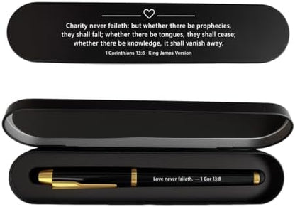 BAZLJY 1 Corinthians 13:8 Charity Never Faileth Anniversary Pen Gift