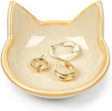 PUDDING CABIN Cat Gifts for Women Girls Kitty Jewelry Dish - Mother’s