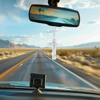 Bling Car Rear View Mirror Accessories Hanging Pendant,Cross Crystal