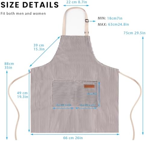 BeLuyi Adjustable Bib Apron with 2 Pockets Chef Cooking Kitchen