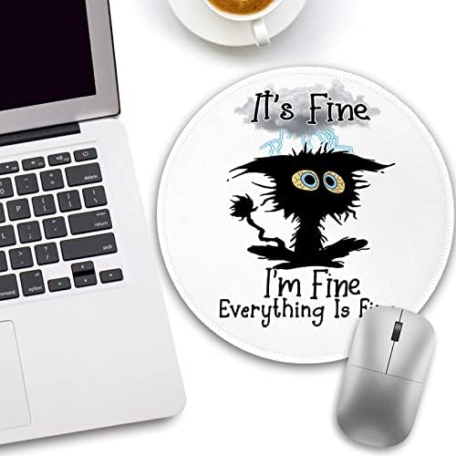 Funny Work Mouse Pad, Small Round Mousepad for Desk, Laptop