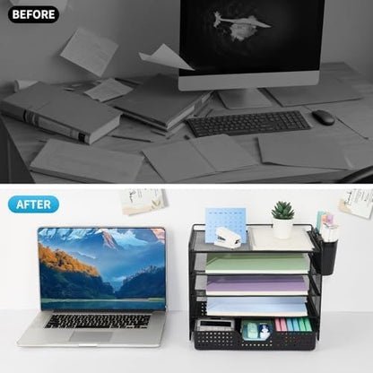 LEKETREE Desk Organizer and Accessories, 5-Tier Paper Letter Tray