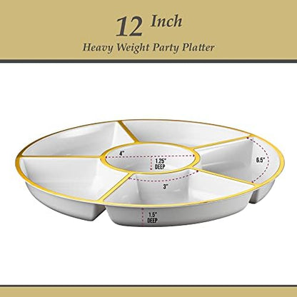 Plasticpro 6 Sectional Round Plastic Serving Tray/Platter