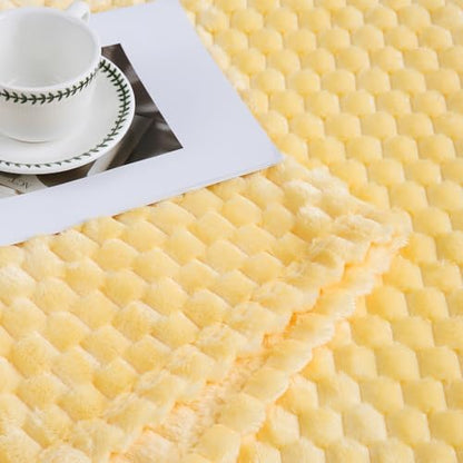 Bnuitland Light Yellow Flannel Throw Blanket (50X40 inches), 300 GSM