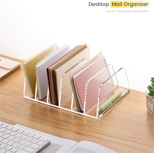 YUXUN Desk File Organizer,6-Section Acrylic Desk Organizer,Vertical