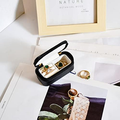 Luxury Mini Travel Ring Box Leather jewelry Case Organizer