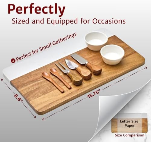 Charcuterie Board Set with Accessories- Marble & Acacia Wood Board