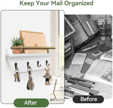 Key Holder Wall Mount Mail Organizer,4 Hook Semicircle Key Rack