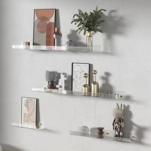 NUOBESTY Acrylic Floating Wall Shelf for Books Keys and Modern Home