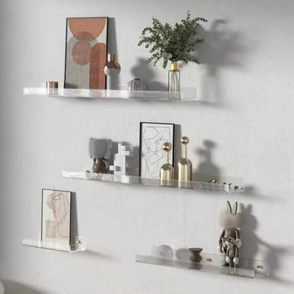 NUOBESTY Acrylic Floating Wall Shelf for Books Keys and Modern Home