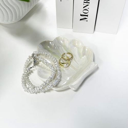 Shell Trinket Dish, Ceramic Ring Holder/Jewelry Tray, Cute Organizer