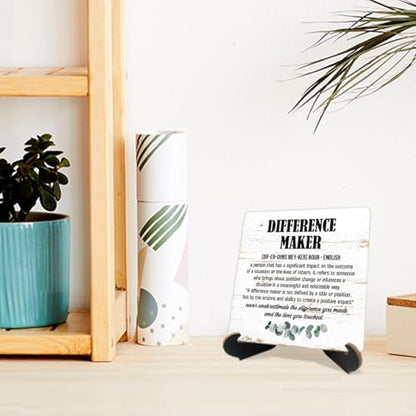 Difference Maker Definition Wooden Signs with Holder Stand