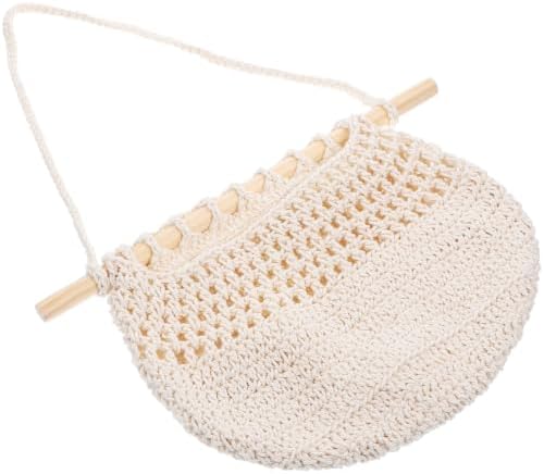 Hanging Fruit Basket Beige for Kitchen, Plant Woven Wall Storage