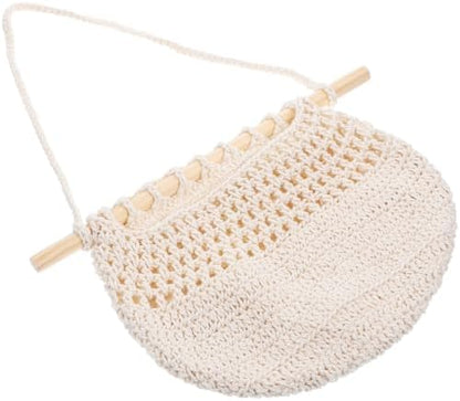 Hanging Fruit Basket Beige for Kitchen, Plant Woven Wall Storage