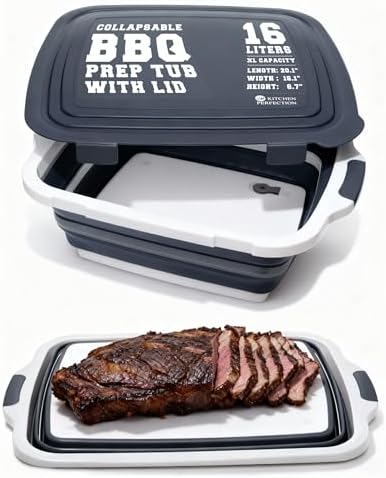 KITCHEN PERFECTION Collapsible XL Smoker & BBQ Prep Tub with Locking