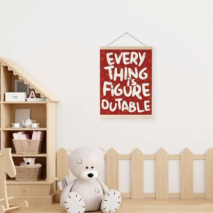 YQDEJ Everything is Figureoutable Red Christmas Inspirational Wall Art