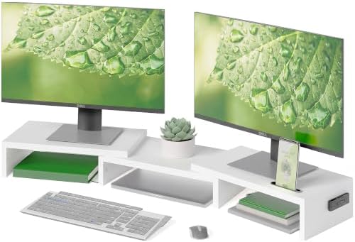 BONTEC Dual Monitor Stand Riser, Adjustable Length & Swivel Angle