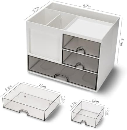QIYVLOS Desk Organizer with 3 Drawer, Multi-Functional Pencil Pen